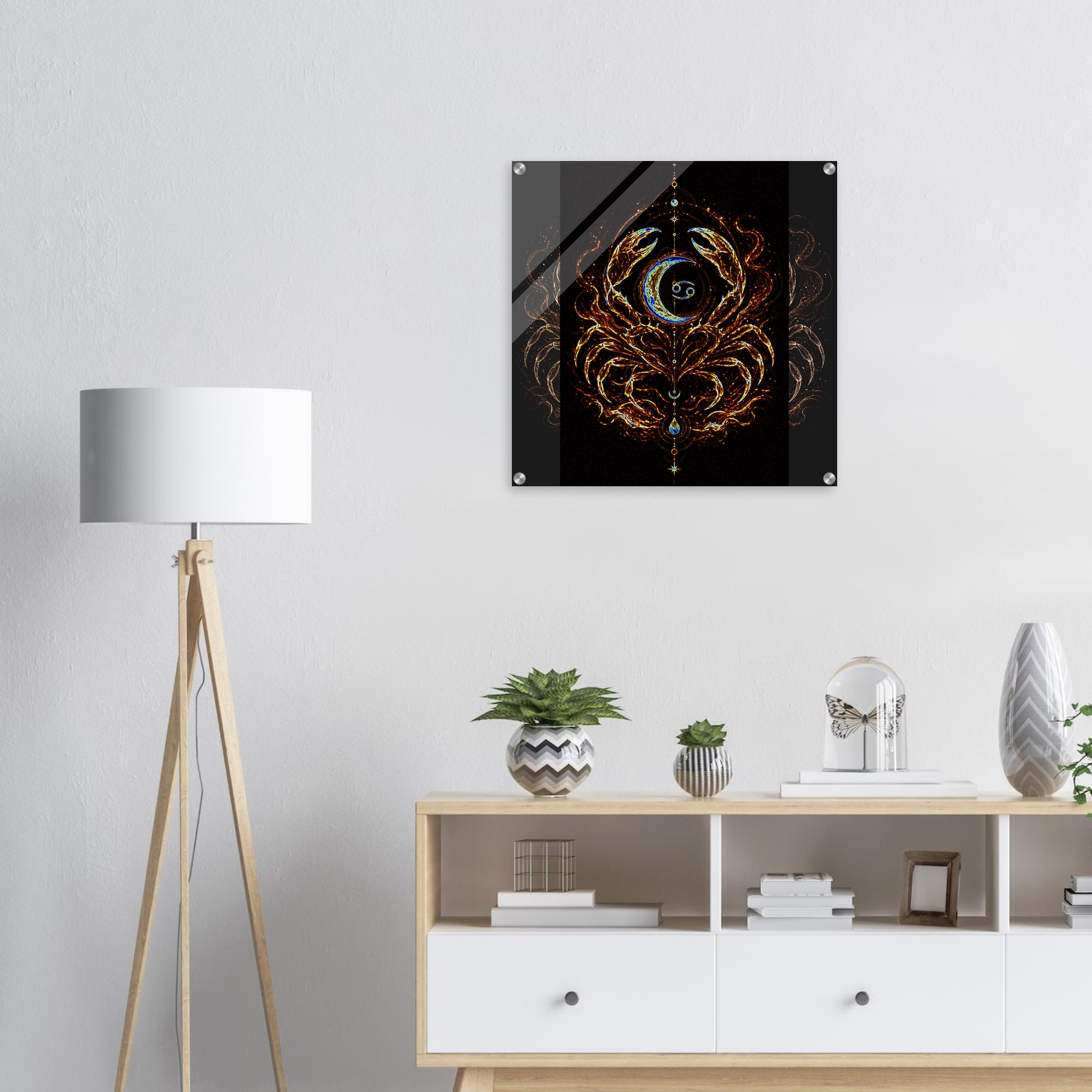 cuadro cancer dorado acrilico decoracion interior moderna