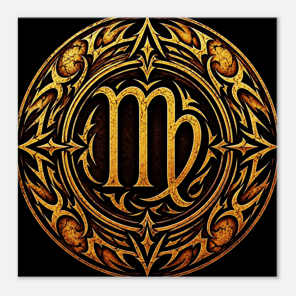 Emblema tribal del signo de Virgo diseñado para la colección Arte Zodiacal Astrálisis