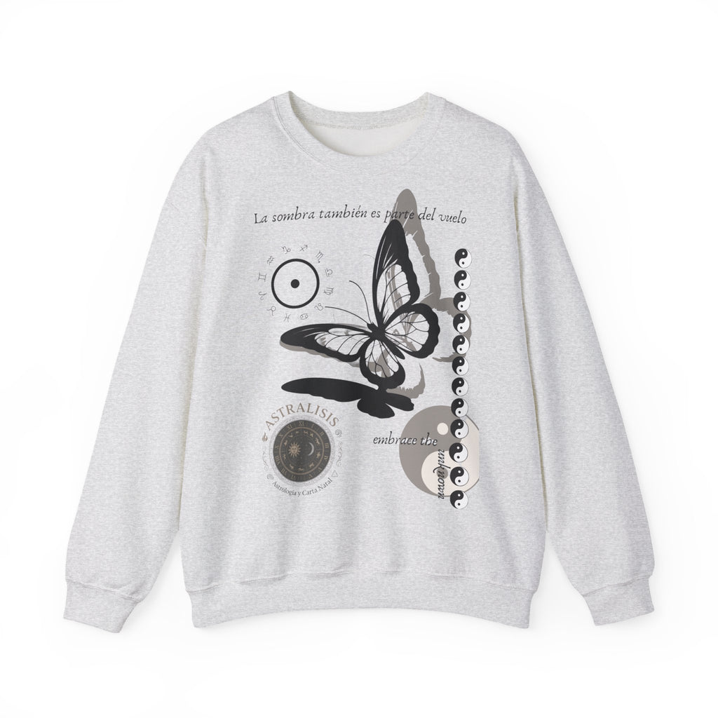 Sudadera de cuello redondo Butterfly Moon — 'La sombra también es parte del mundo'