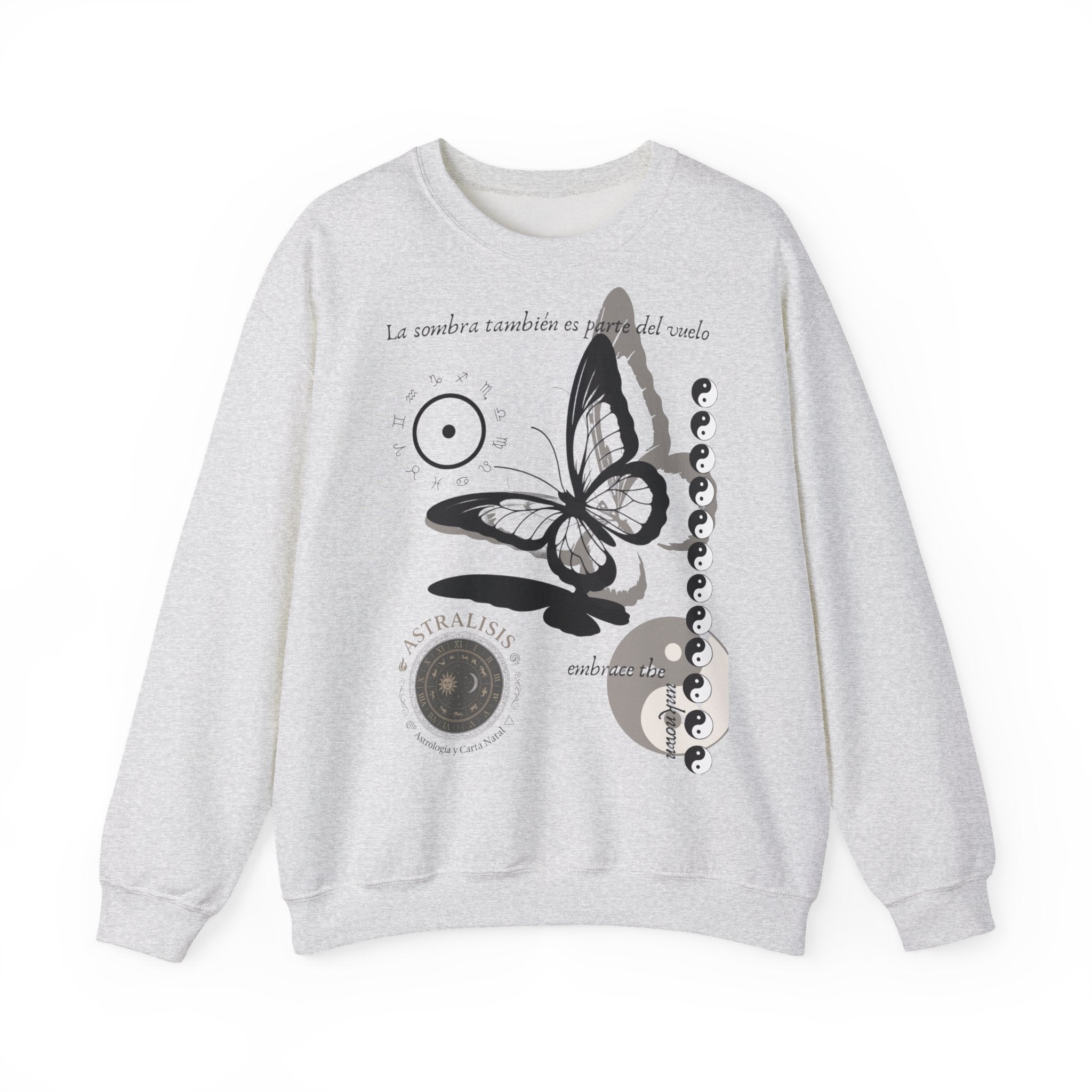Sudadera de cuello redondo Butterfly Moon — 'La sombra también es parte del mundo'