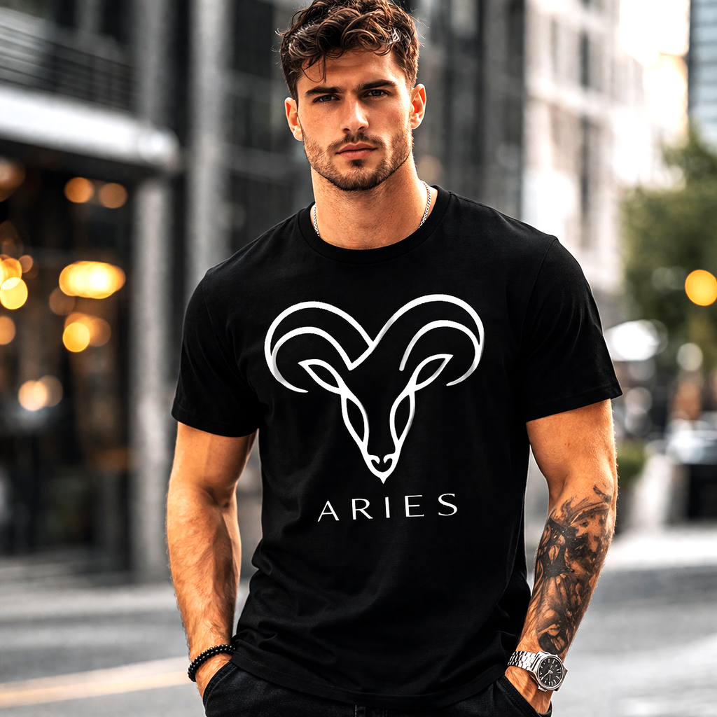 remera aries negra estilo tribal moderno