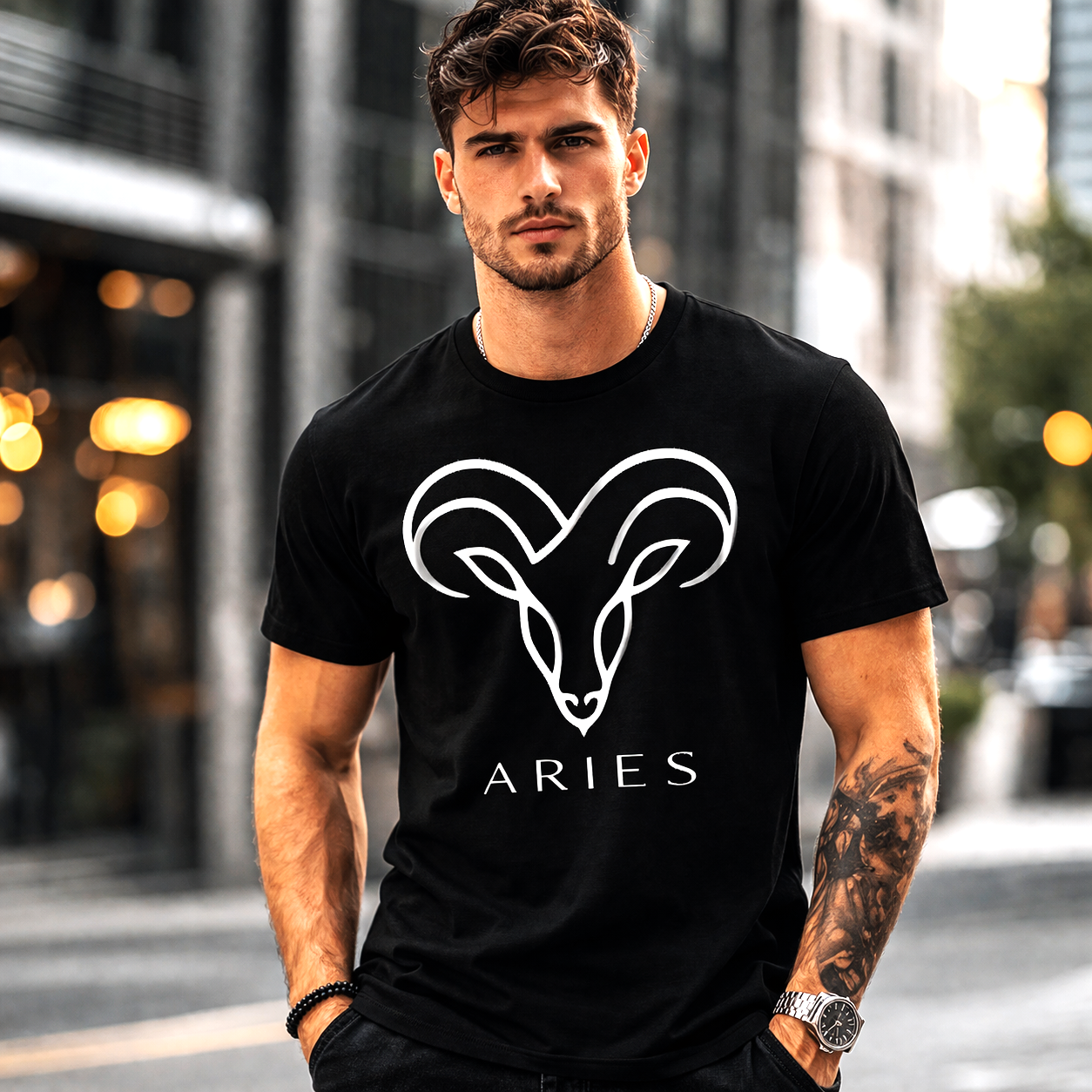 remera aries negra estilo tribal moderno