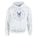 Sudadera blanca Acuario con símbolo de Urano y diseño astral elegante