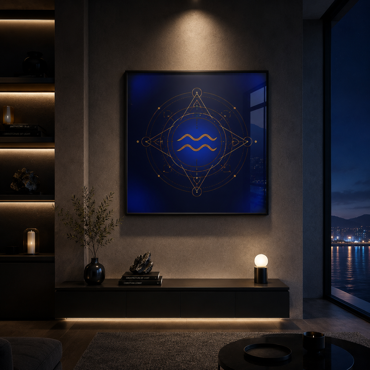 Poster fine art Acuario Inicia en espacio minimalista contemporáneo