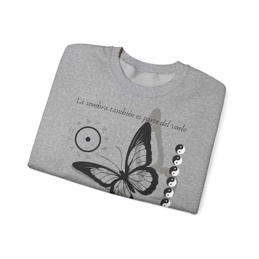 Sudadera de cuello redondo Butterfly Moon — 'La sombra también es parte del mundo'