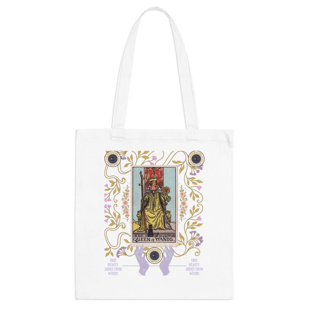 Tarot Queen of Wands Tote Bag — Mystical Witchy Tarot Canvas Tote