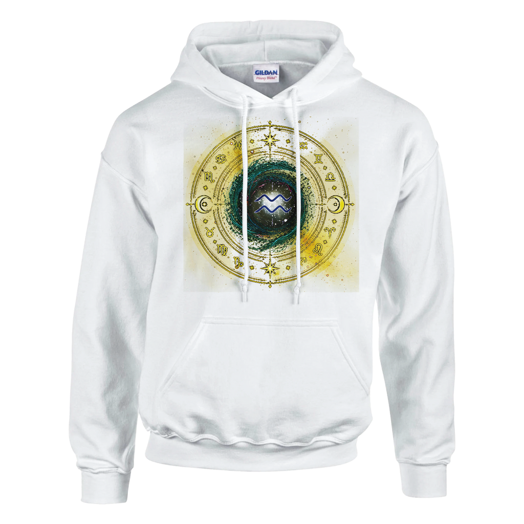 Sudadera blanca Acuario con diseño circular inspirado en el universo