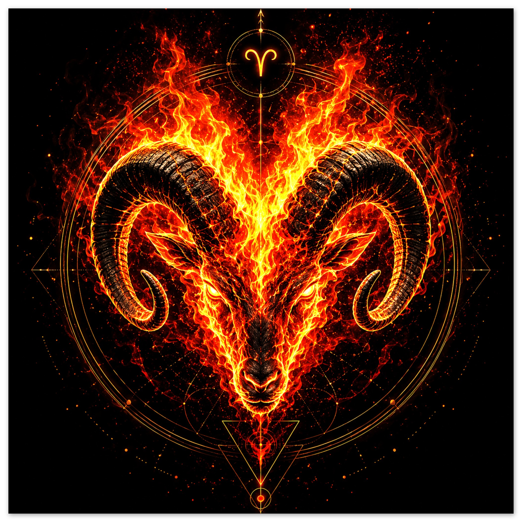 Poster decorativo Aries con fuego y luz intensa