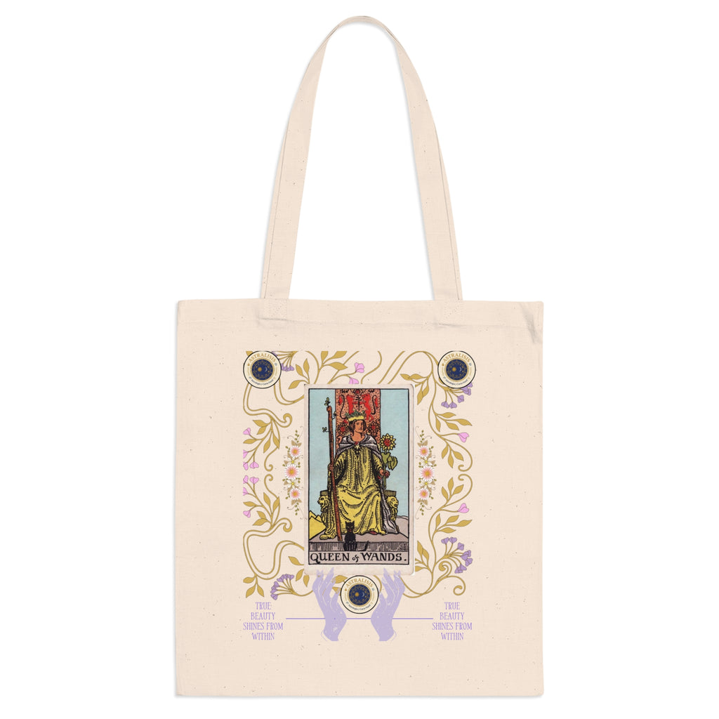 Tarot Queen of Wands Tote Bag — Mystical Witchy Tarot Canvas Tote