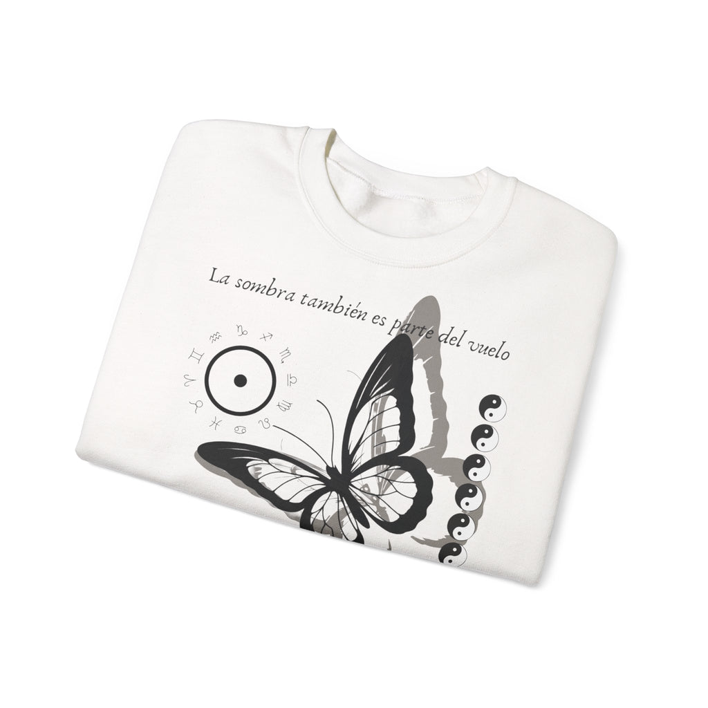 Sudadera de cuello redondo Butterfly Moon — 'La sombra también es parte del mundo'