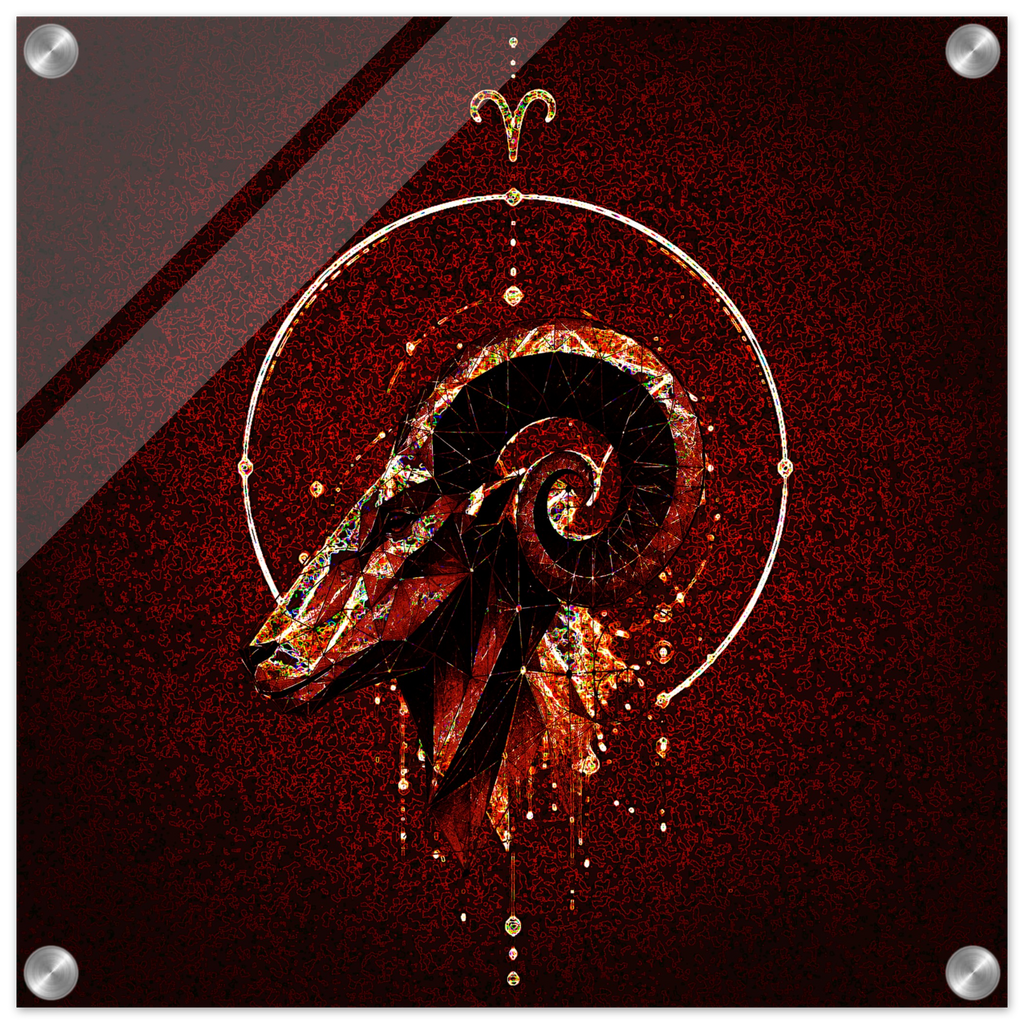 Obra astral Aries con acabado acrílico brillante