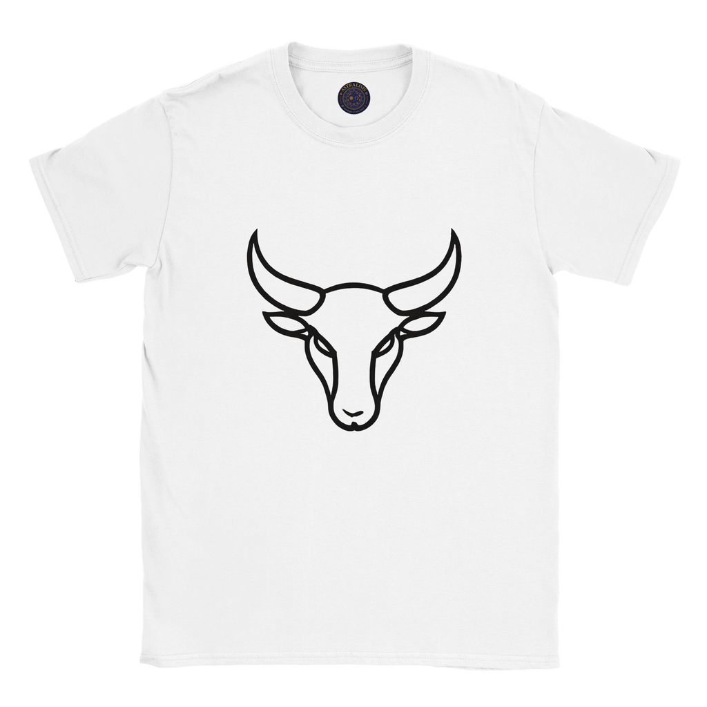 camiseta tauro blanca diseño astrologia. Y logo astrálisis