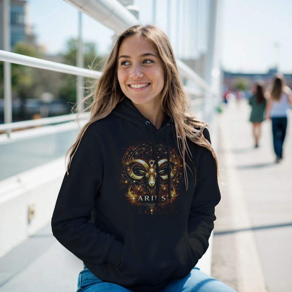 hoodie astrologico aries negro con diseño artistico premiumca1f9e55c7f1