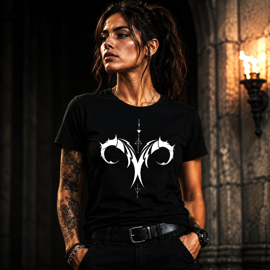Camiseta premium Aries con diseño tribal contemporáneo