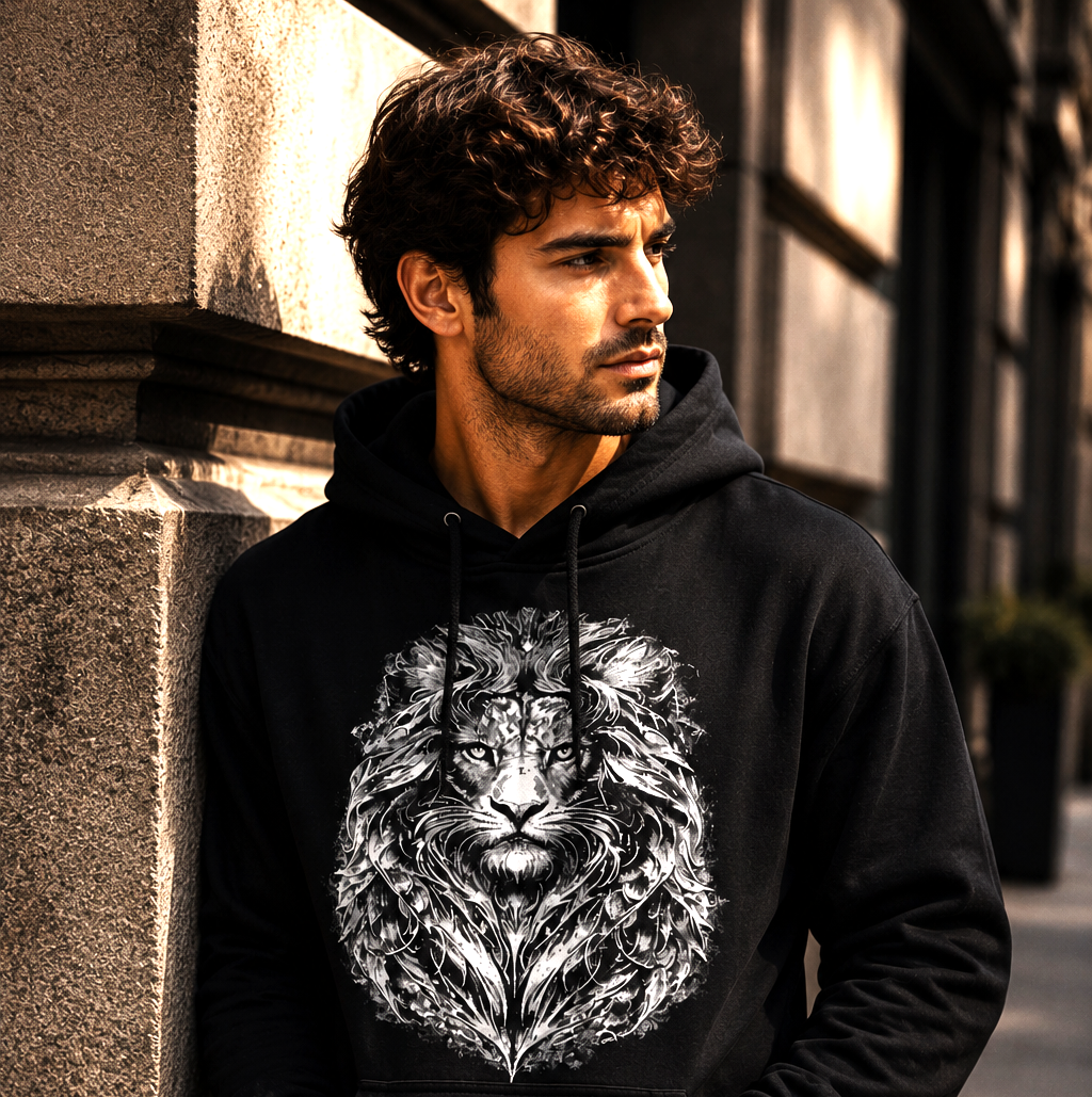 León Dominante — Hoodie Leo Negra | Energía y Carácter | Astrálisis