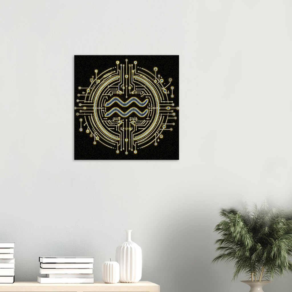 Canvas decorativo minimalista inspirado en la simbología universal de Acuario