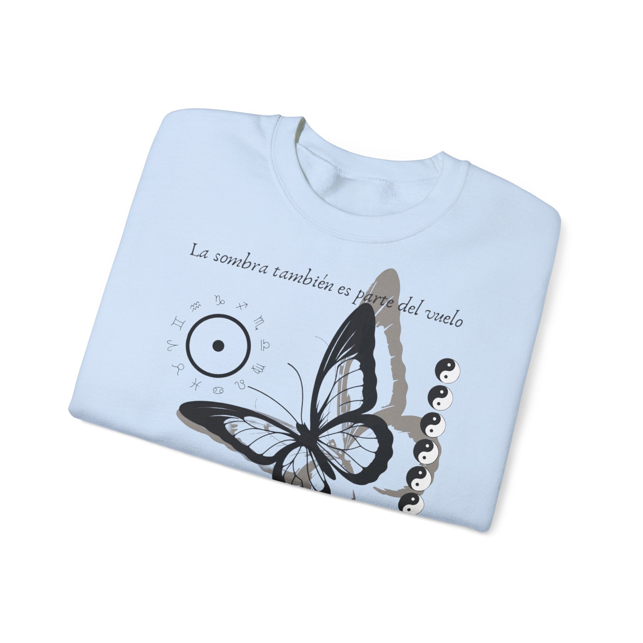 Sudadera de cuello redondo Butterfly Moon — 'La sombra también es parte del mundo'