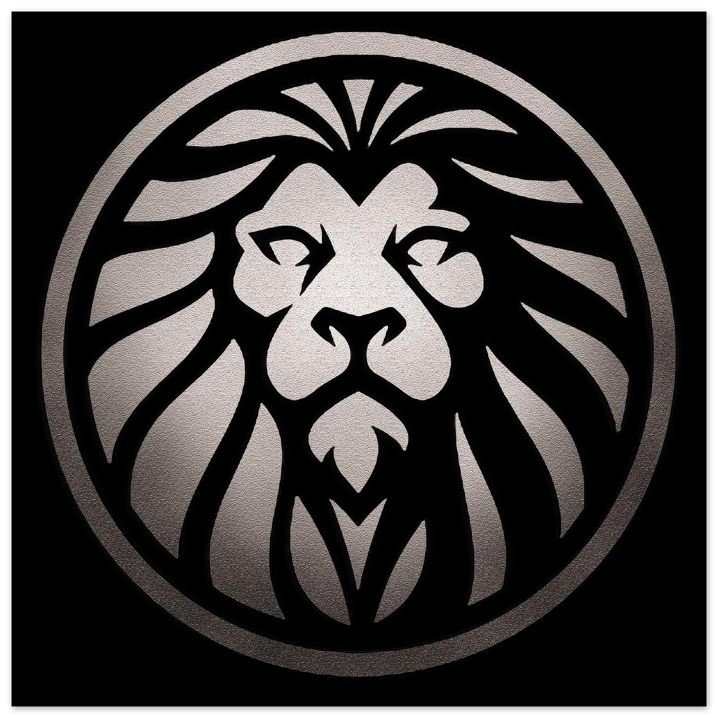 Diseño zodiacal Leo en soporte metálico con estética minimalista contemporánea