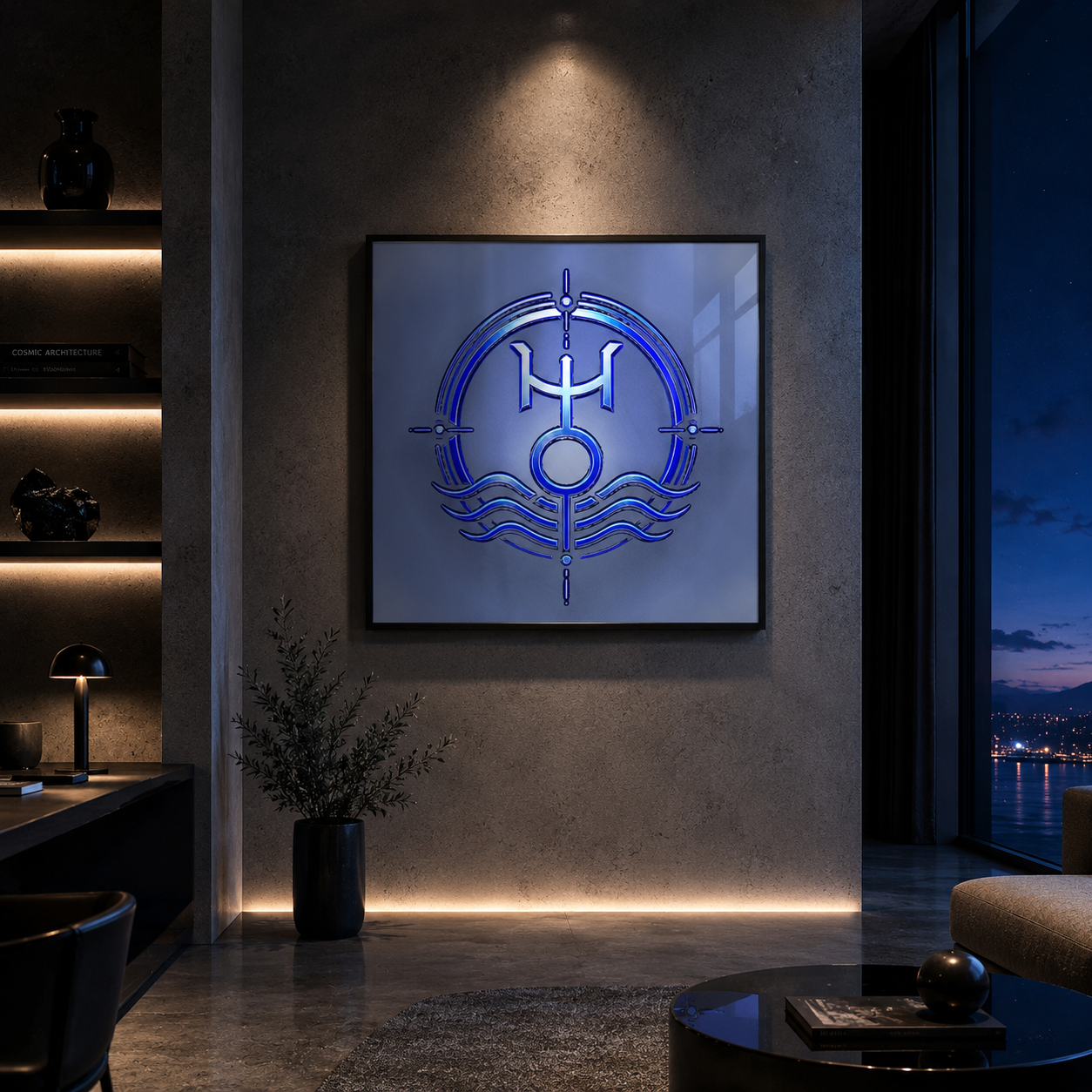 Poster fine art Acuario Infinito en interior minimalista contemporáneo