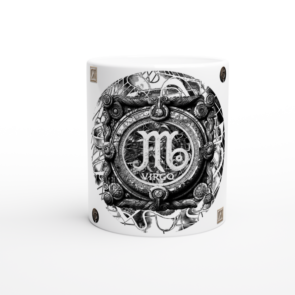Taza cerámica Virgo BW diseño Astrálisis blanco y negro
