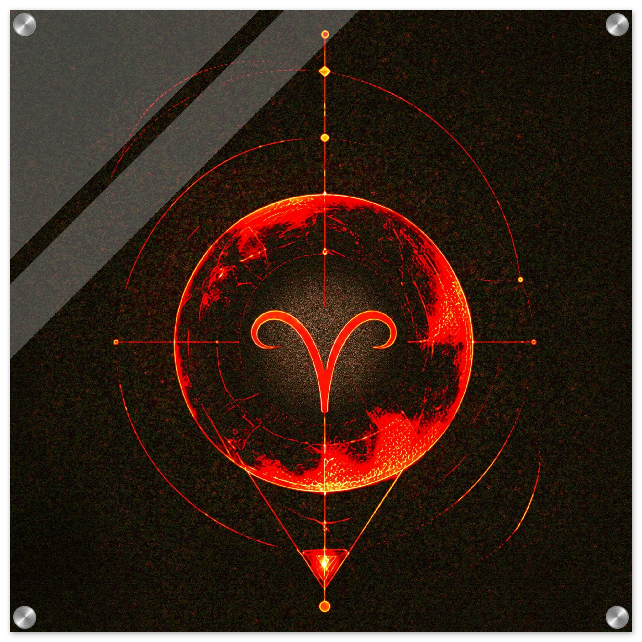 Decoración mural Aries con símbolo luminoso contemporáneo