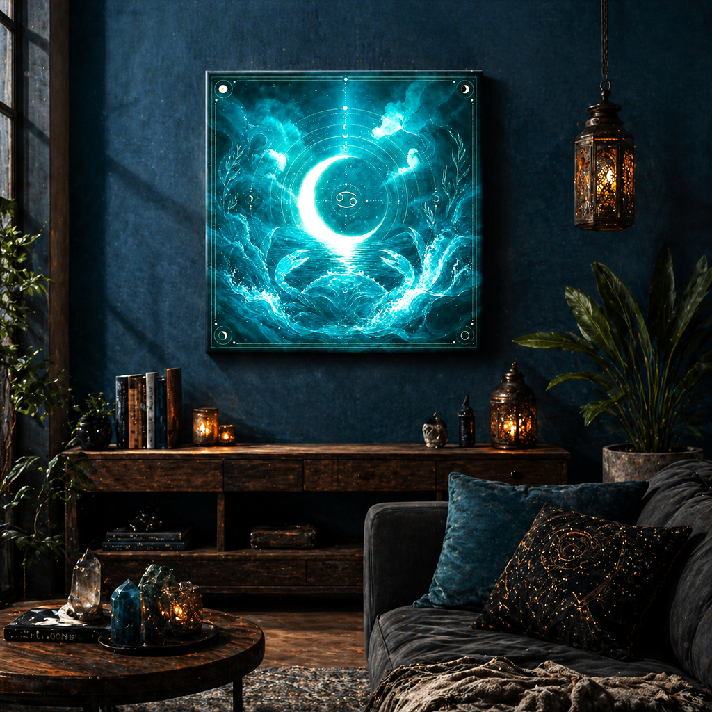 canvas cancer atmosfera tonos azules en salon moderno