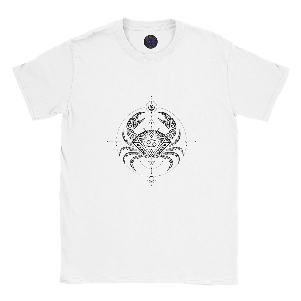 camiseta blanca cancer diseño tribal detalle grafico 