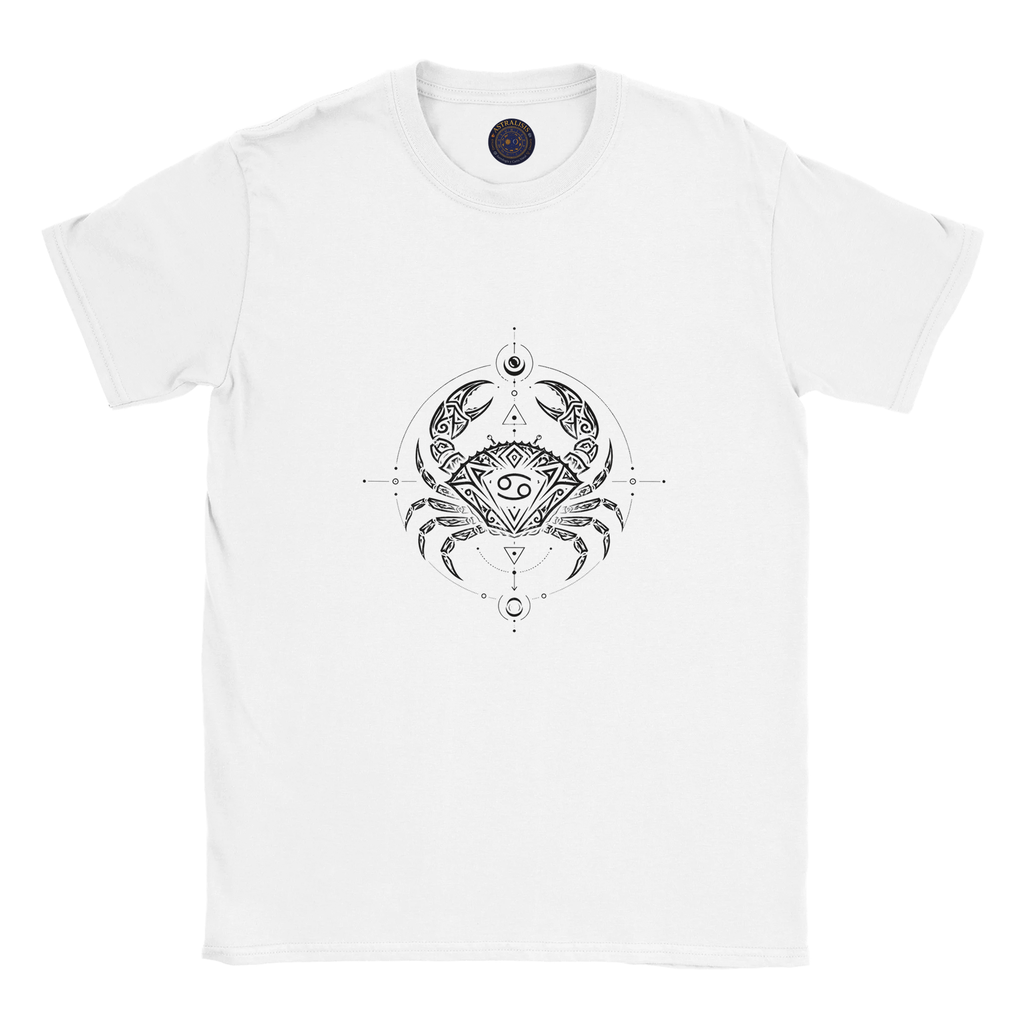 camiseta blanca cancer diseño tribal detalle grafico 