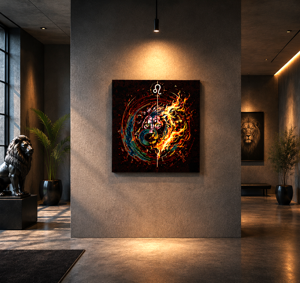 Canvas Fine Art Leo y Símbolo en LLamas