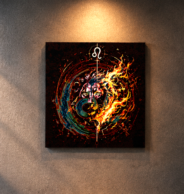 Canvas Fine Art Leo y Símbolo en LLamas