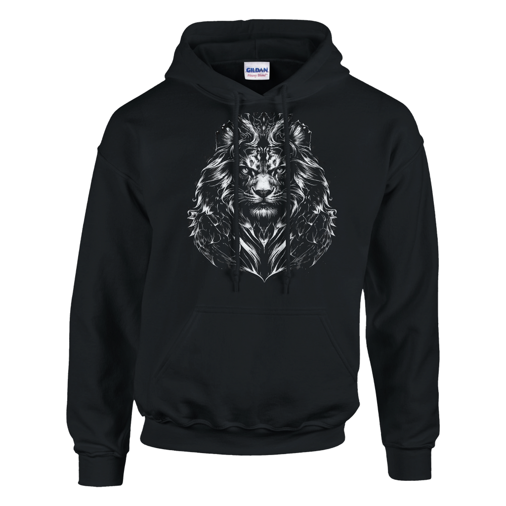 Hoodie Leo negro con diseño fuerte de león astrología