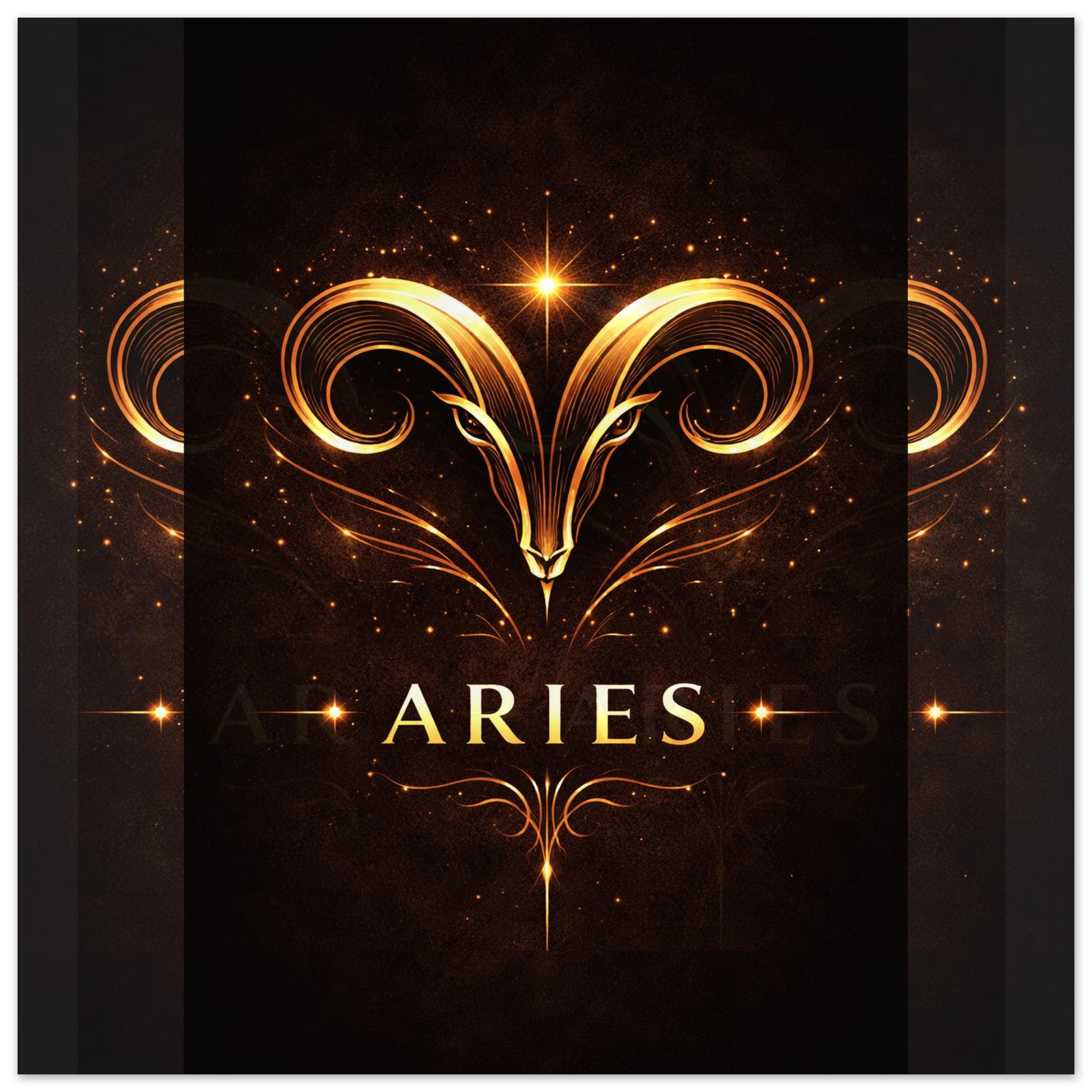 lamina aries arte zodiacal fondo oscuro diseño dorado