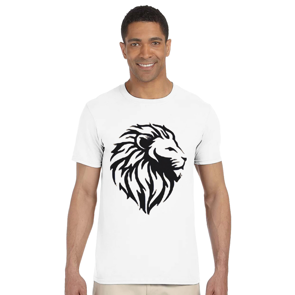 Diseño león tribal sobre camiseta blanca signo Leo