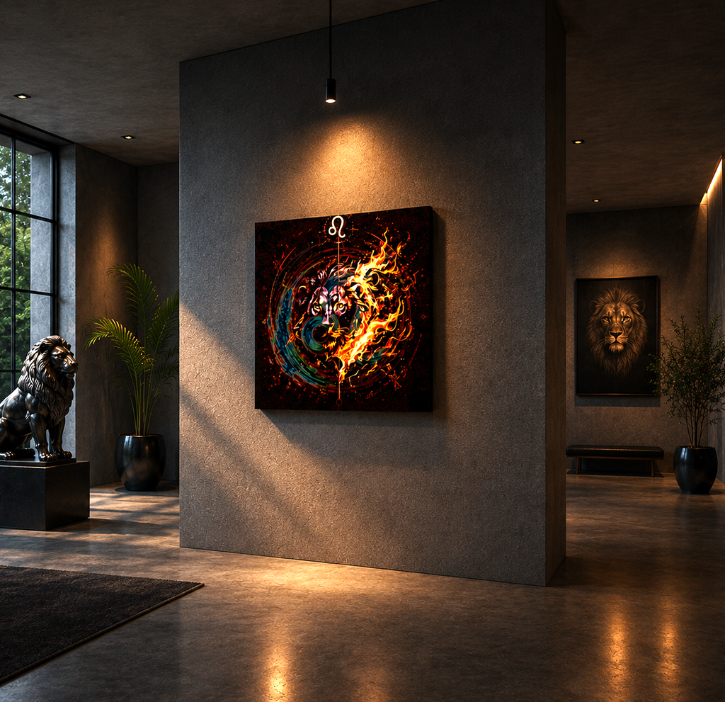 Canvas Fine Art Leo y Símbolo en LLamas