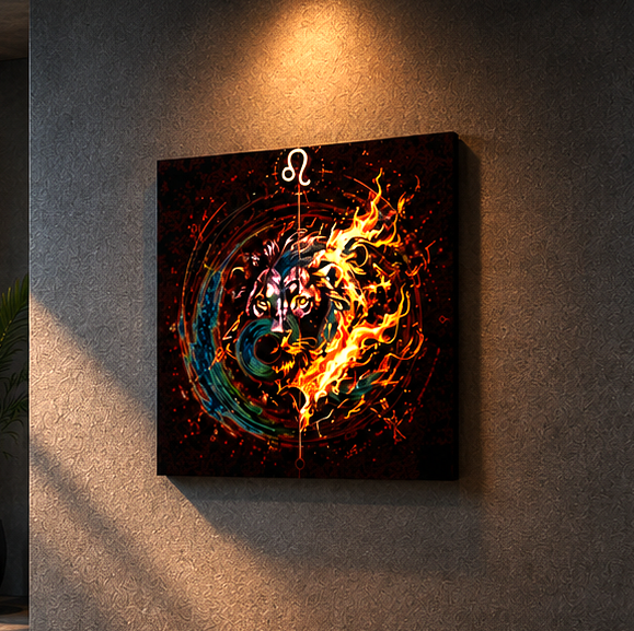 Canvas Fine Art Leo y Símbolo en LLamas