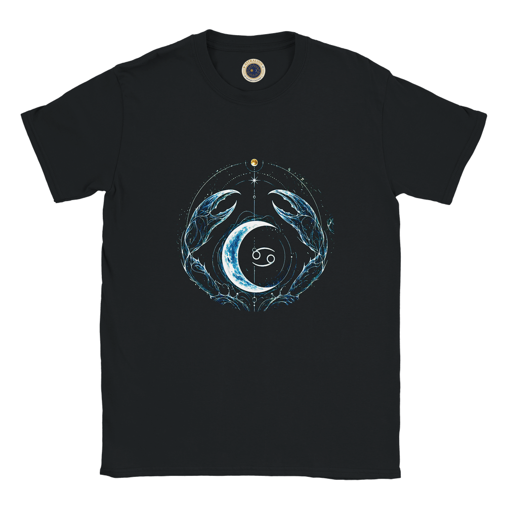 camiseta negra cáncer diseño lunar modelo editorial