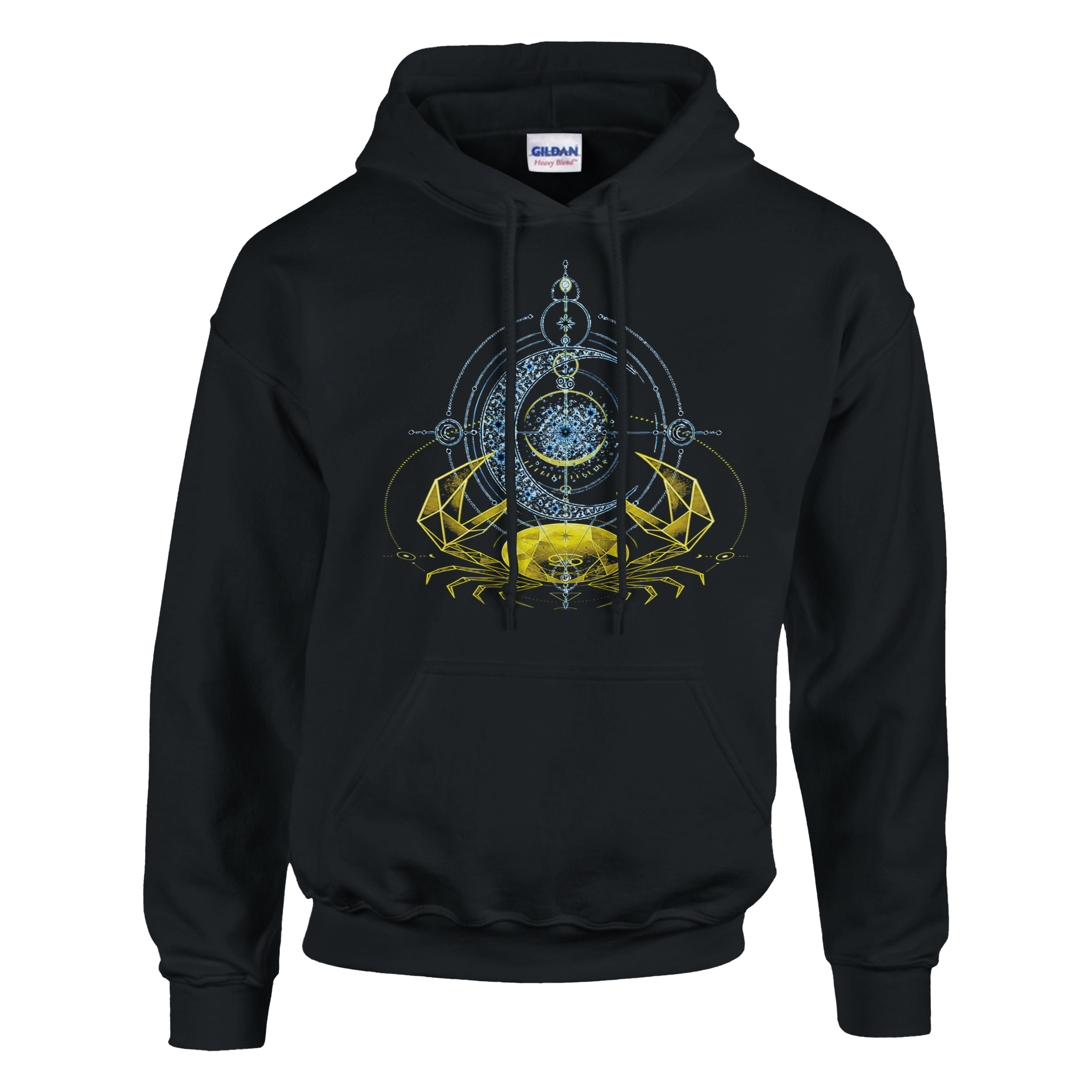 sudadera negra cancer dorado detalle del diseño lunar