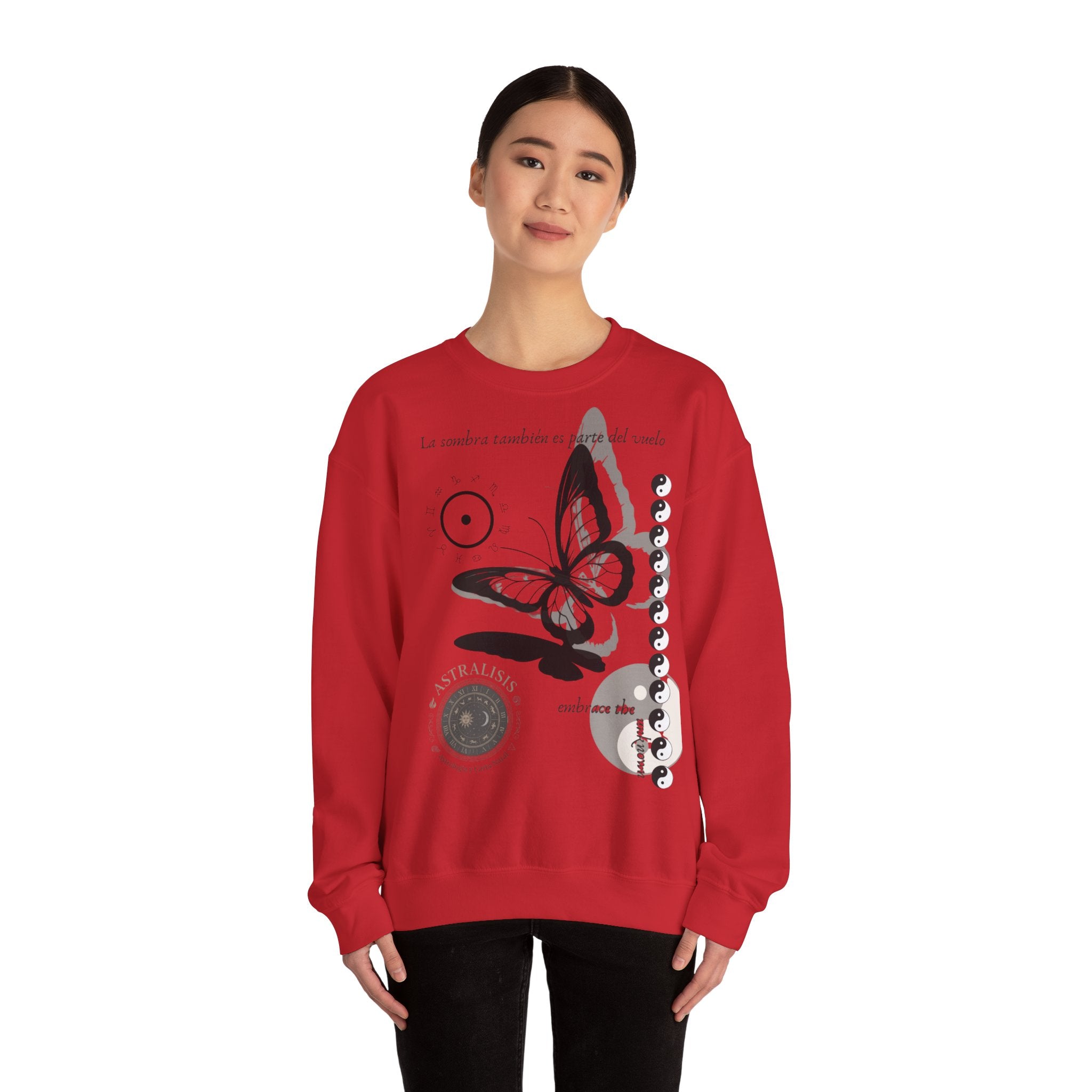 Sudadera de cuello redondo Butterfly Moon — 'La sombra también es parte del mundo'