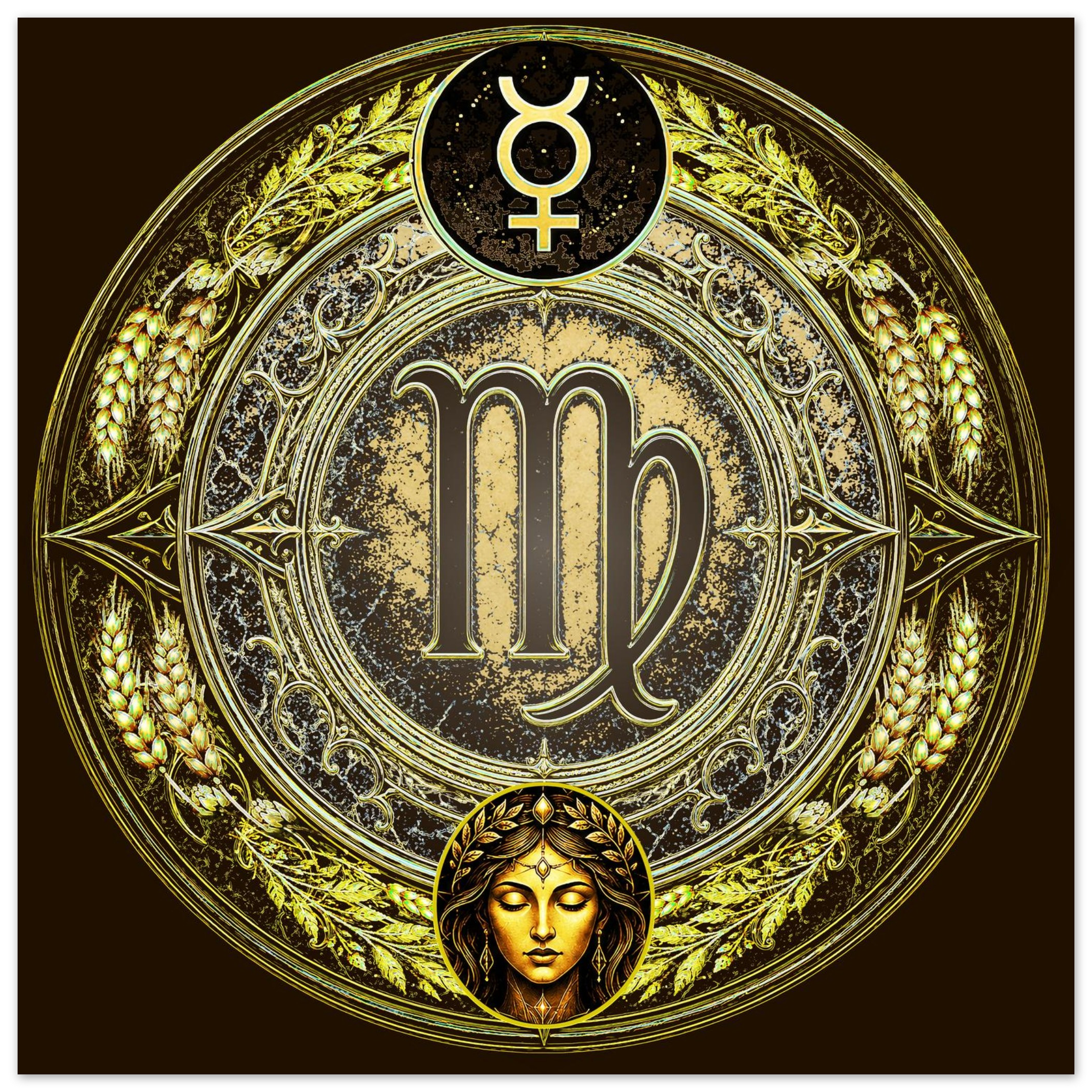 Obra artística Virgo Atributos perteneciente a la colección Arte Zodiacal Astrálisis
