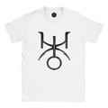 Camiseta blanca unisex Urano con diseño astral gótico minimalista