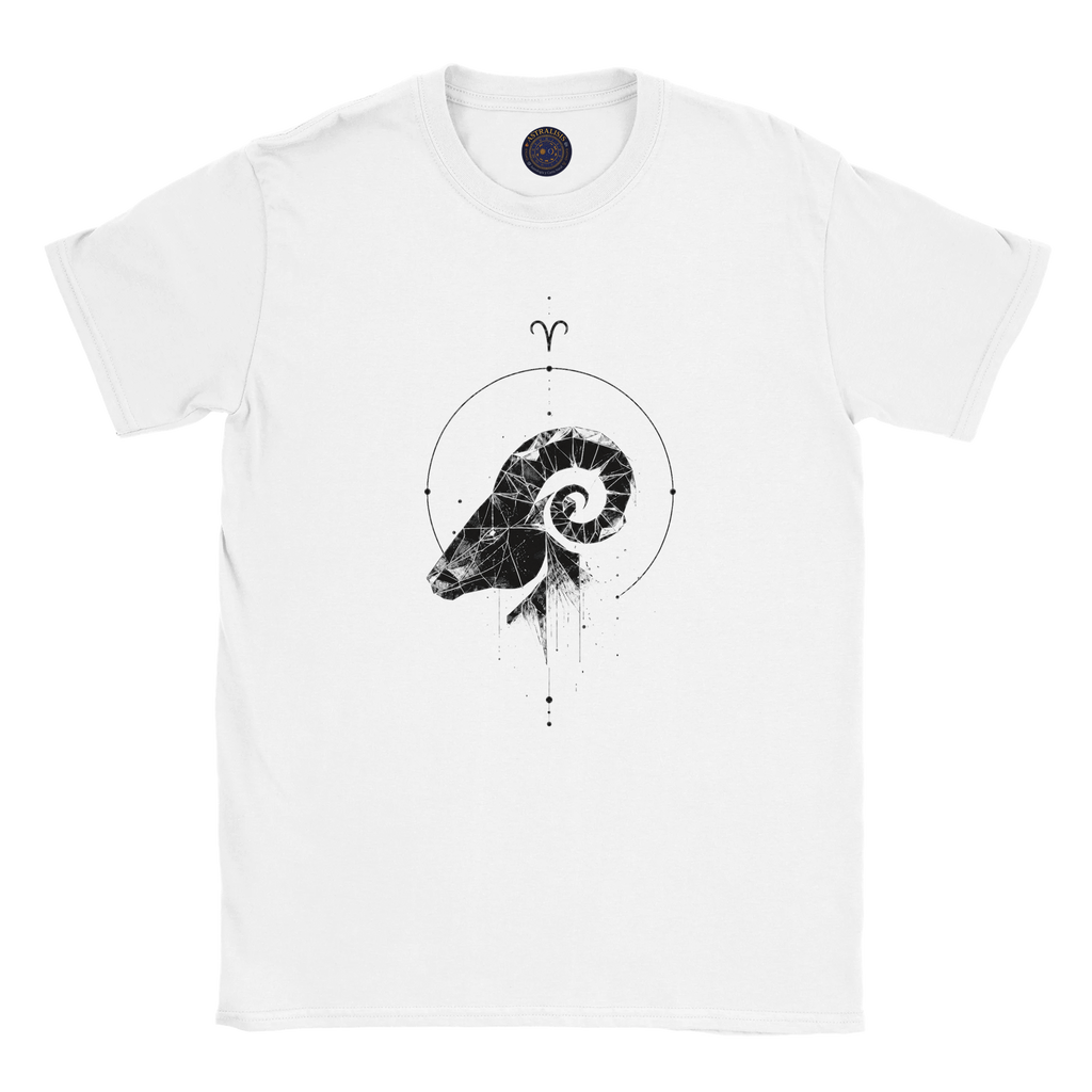 Remera blanca Aries estilo urbano minimalista