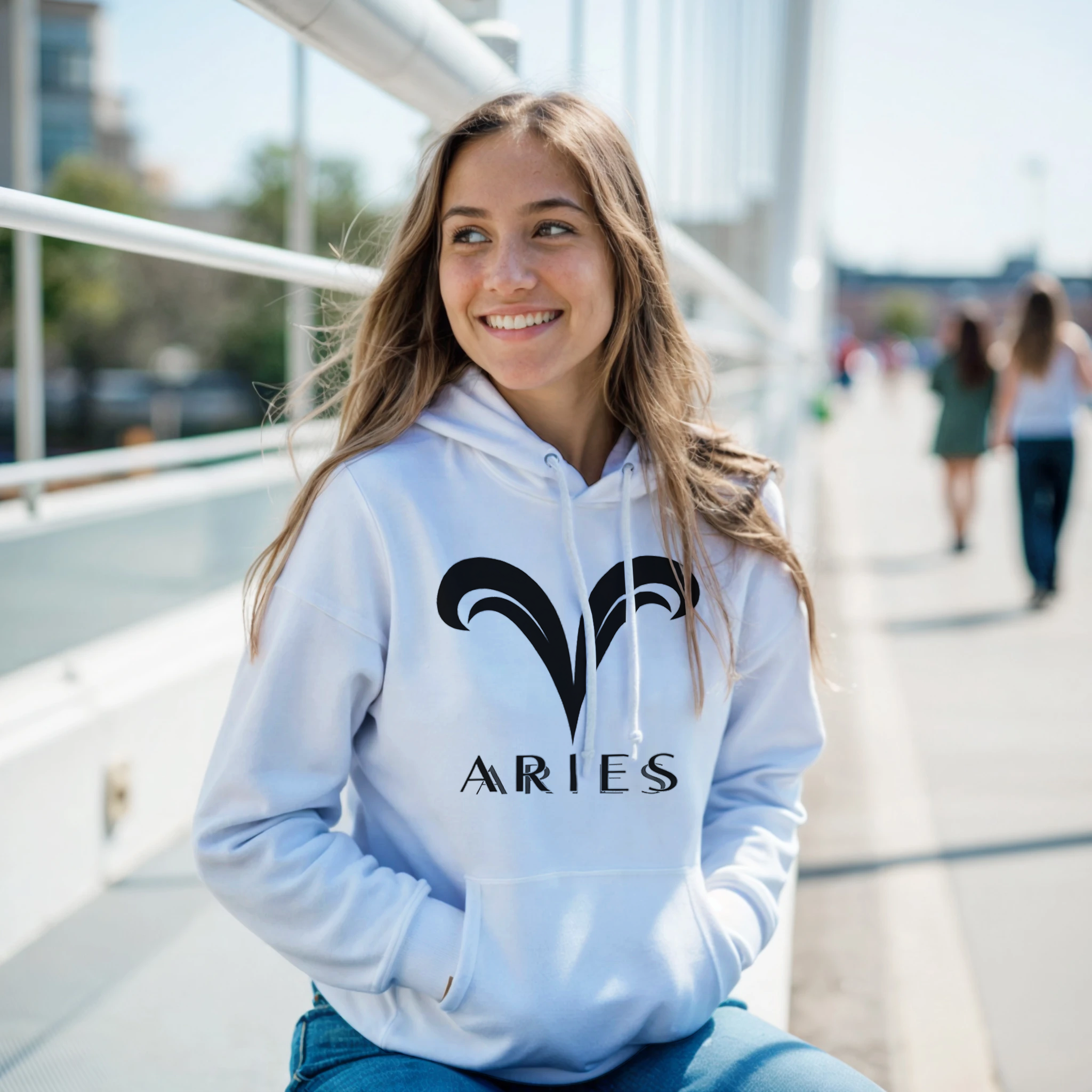 hoodie astrologico aries blanco con diseño centrado premium