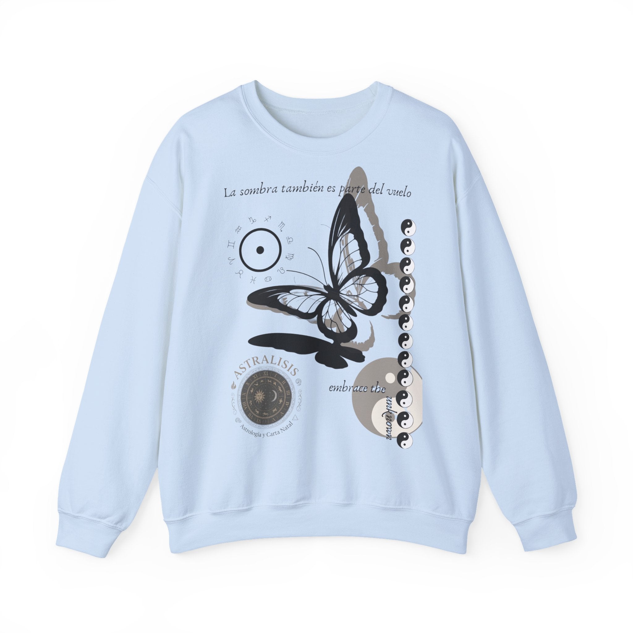 Sudadera de cuello redondo Butterfly Moon — 'La sombra también es parte del mundo'