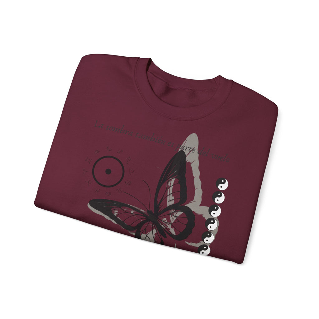 Sudadera de cuello redondo Butterfly Moon — 'La sombra también es parte del mundo'