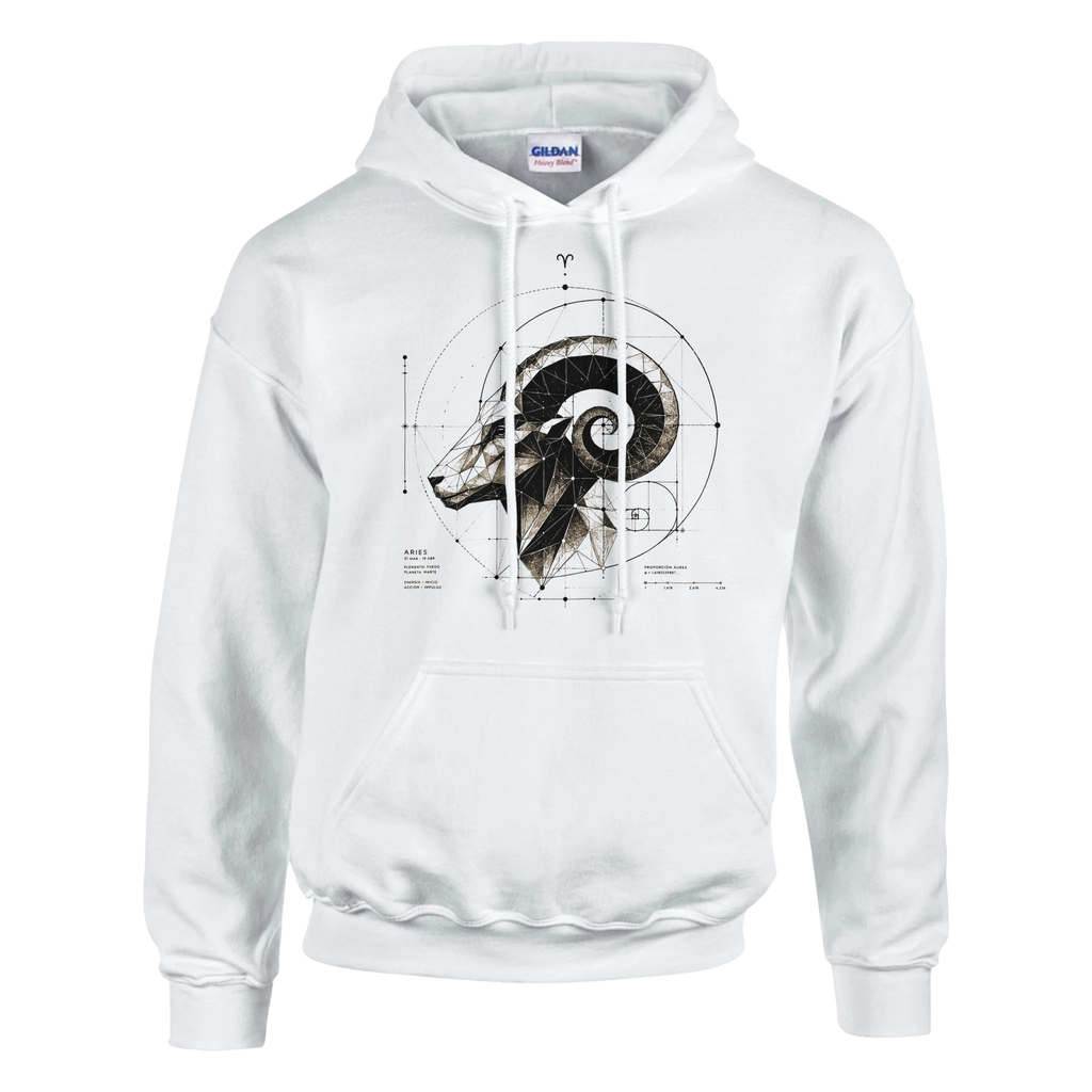Sudadera blanca Aries estilo urbano y minimalista