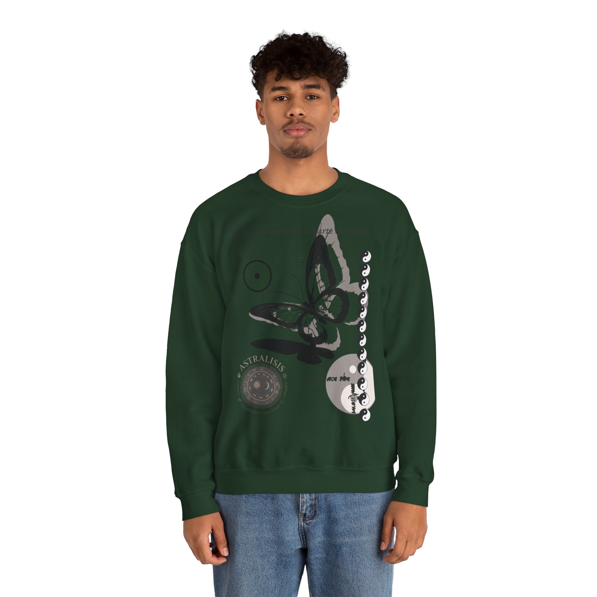 Sudadera de cuello redondo Butterfly Moon — 'La sombra también es parte del mundo'