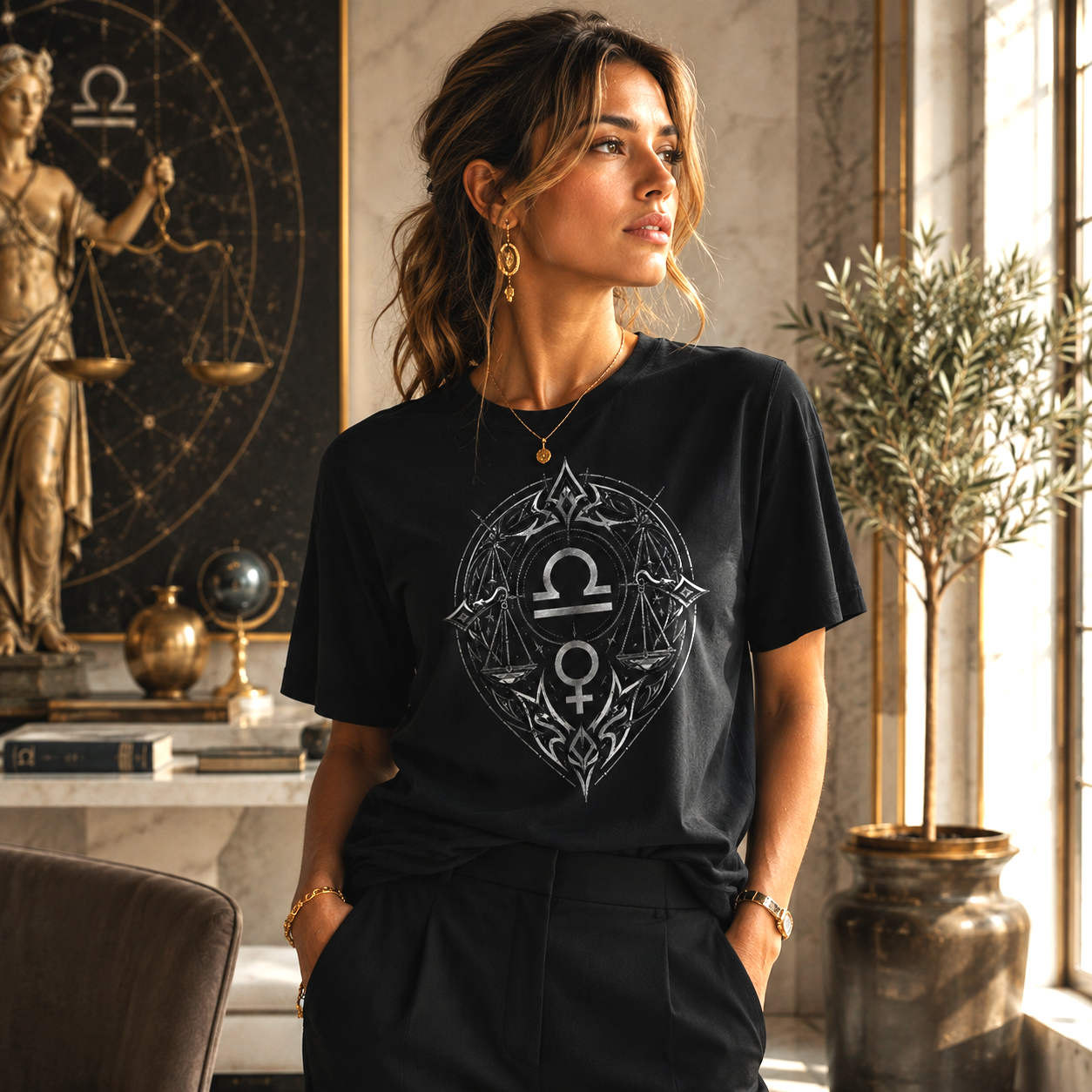 Camiseta negra Libra Tribal