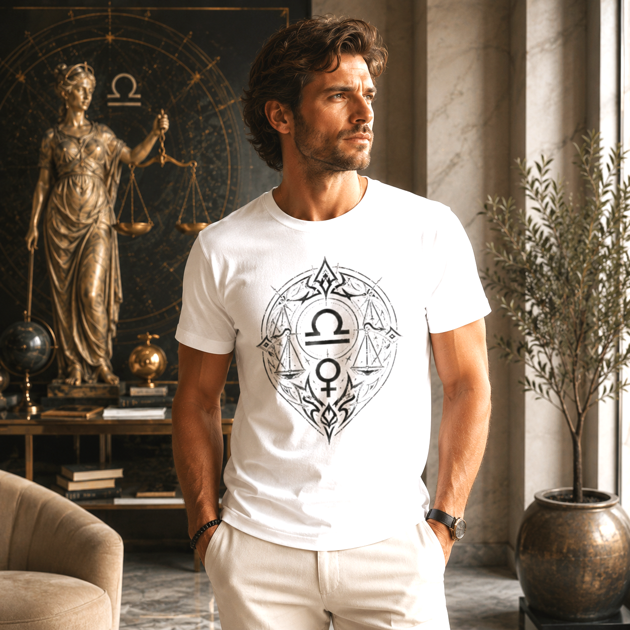 Camiseta blanca Libra Tribal