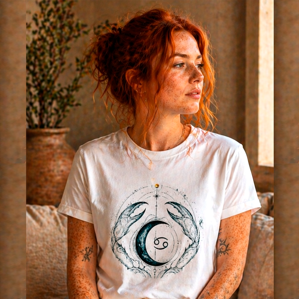 camiseta blanca cancer estilo editorial minimalista