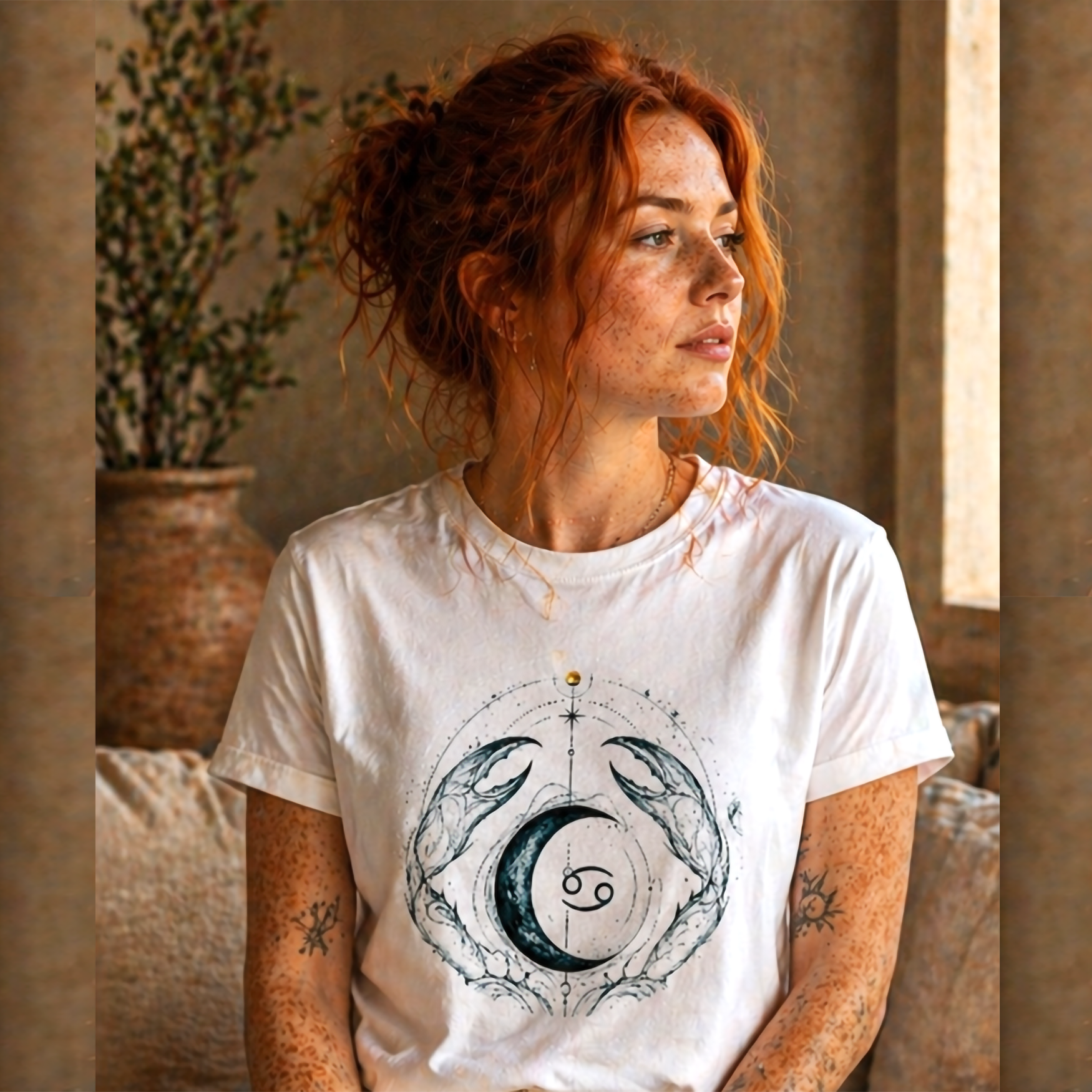 camiseta blanca cancer estilo editorial minimalista